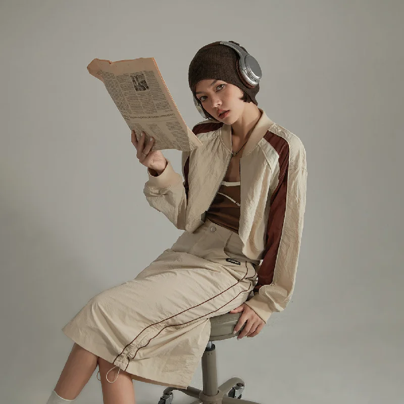 Leisure And Entertainment Raglan Sleeve Color Contrast Field Jacket