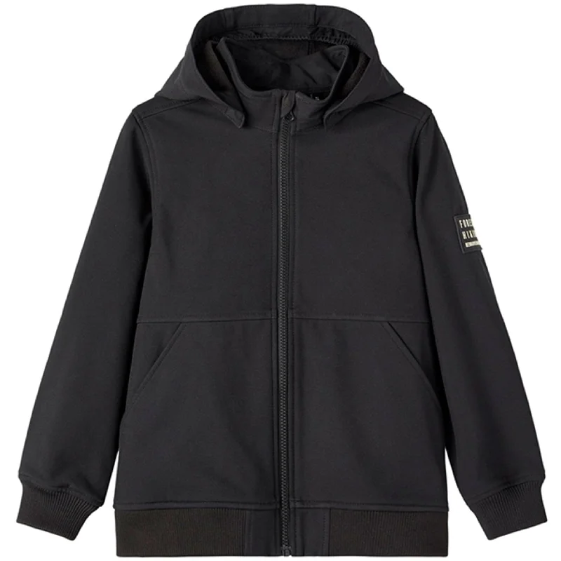 Light Comfort Name it Black Alfa Softshell Jacket Badge Noos