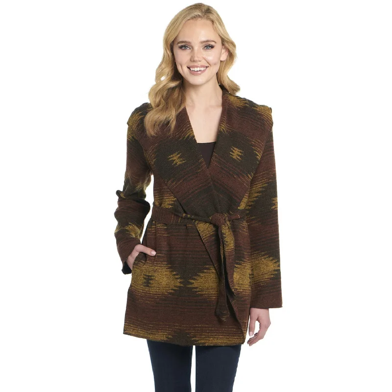 Renaissance Style Cripple Creek Womens Navajo Tie Front Blanket Hood Golden Brown Polyester Jacket Renaissance Style Cripple Creek Womens Navajo Tie Front Blanket Hood Golden Brown Polyester Jacket