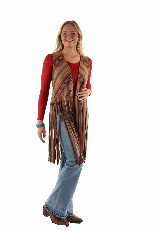 Warm Wear Scully Womens Southwest Fringe Serape Polyester Vest