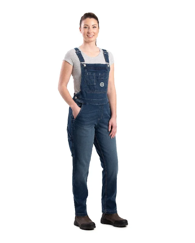 Urban Chic Berne Womens Vintage Washed Flex Denim Indigo Cotton Blend Bib Overall
