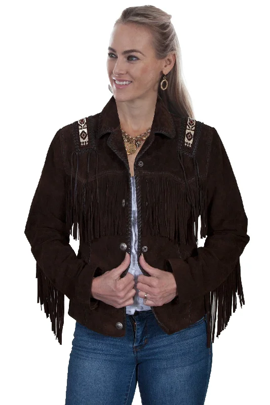 Noble And Elegant Scully Womens Expresso Suede Hand Laced Jacket