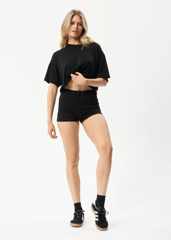 Relaxed Chic AFENDS Womens Alice - Ribbed Booty Shorts - Black