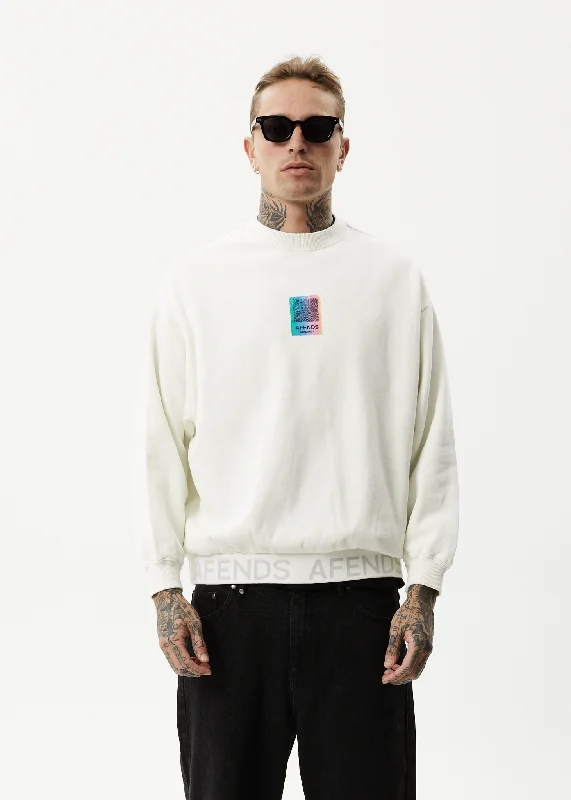 Retro Literary Style AFENDS Unisex Studio - Unisex Crew Neck Jumper - Off White