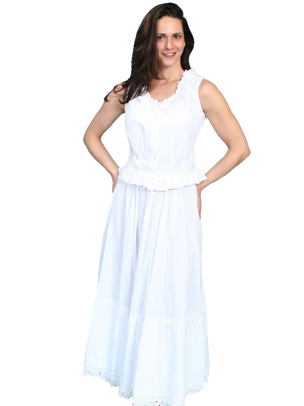 Classic Scully RangeWear Womens White 100% Cotton Crochet Lace Sleeveless Petticoat