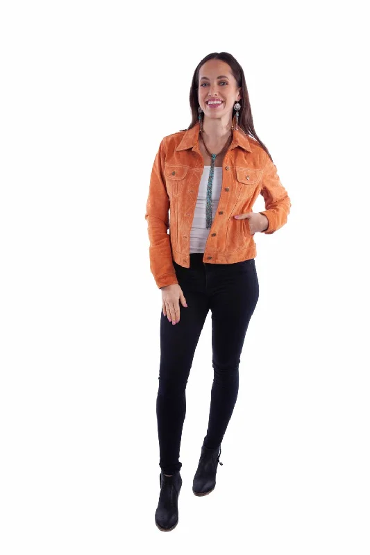 Street Sports Style Scully Womens Button Jean Mandarin Leather Leather Jacket