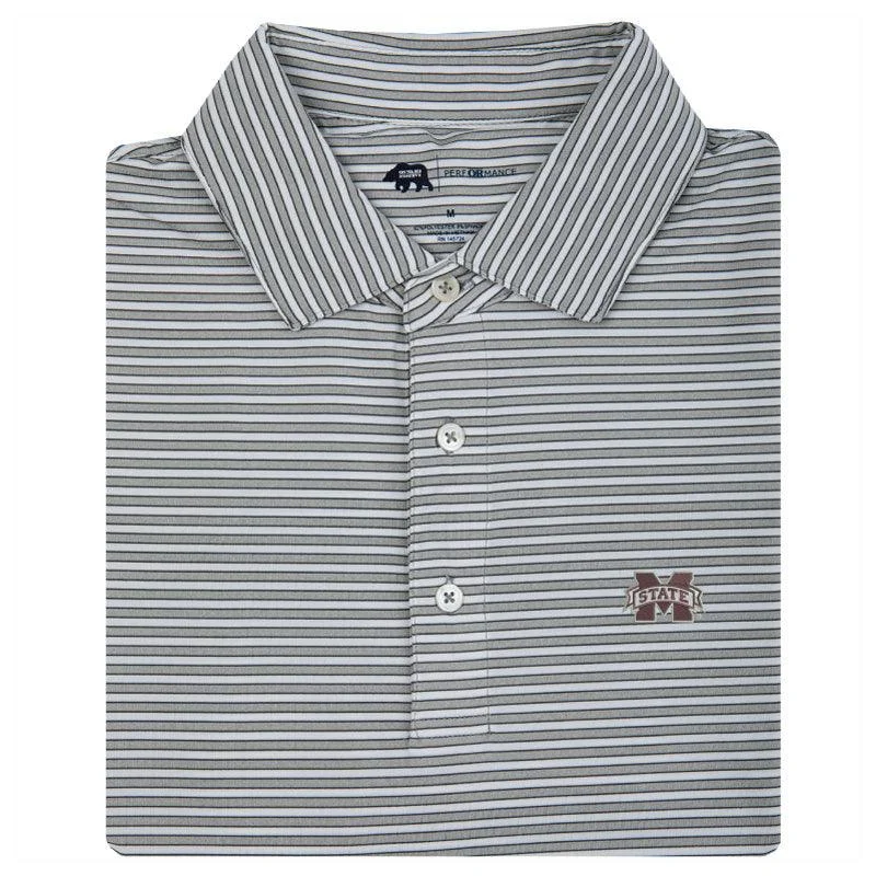 Style Design Mississippi State Mulligan Stripe Performance Polo