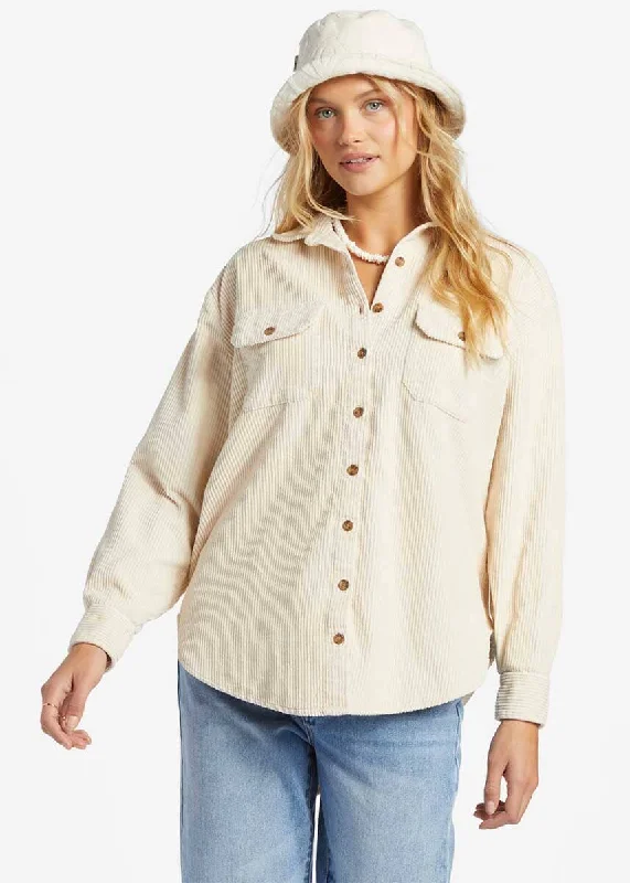 Simple Comfort Stoked On You Cord Top - White Cap