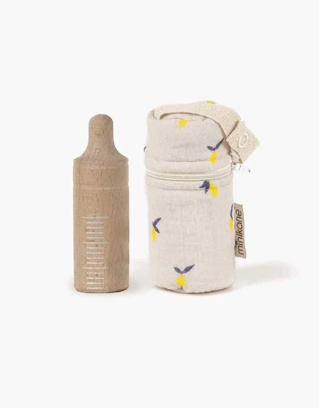 Sports Tights Minikane Wooden Baby Bottle and Holder for Dolls in Lemon Print