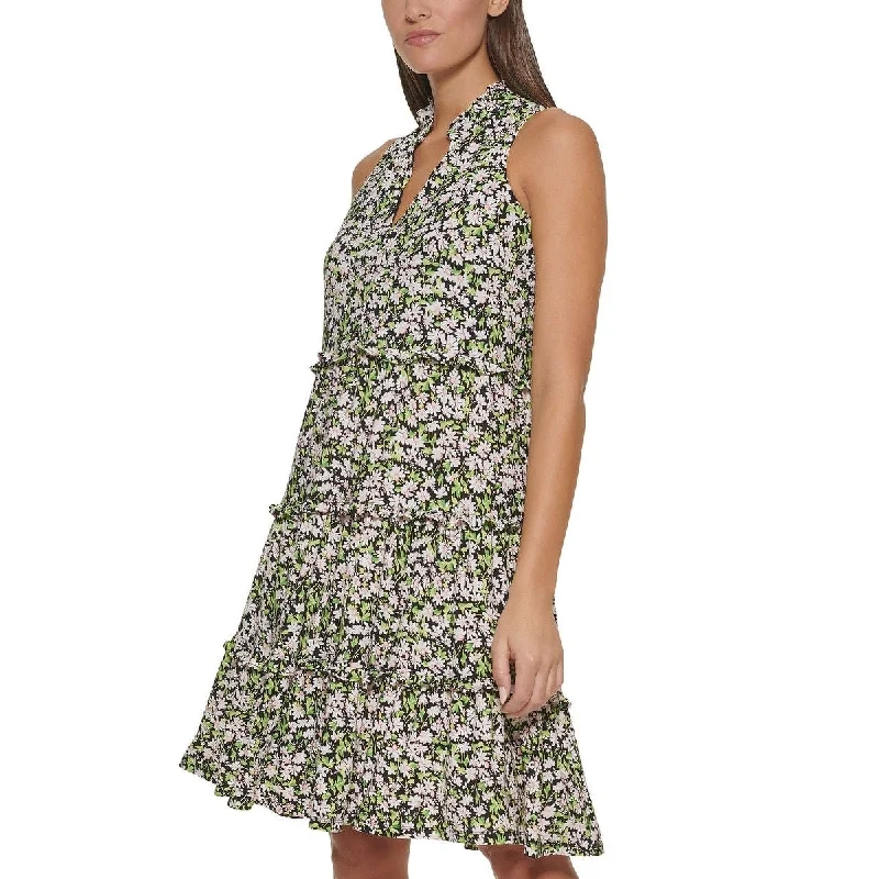 Unique Prints Tommy Hilfiger Women's Floral Print Tiered Shift Dress Pink Size 14