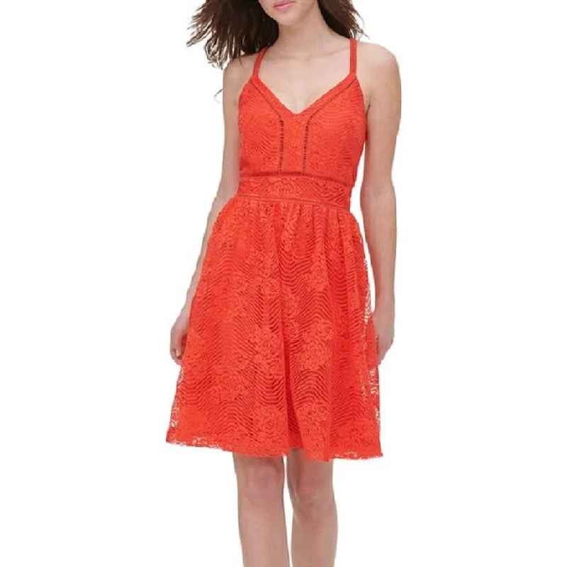 Cute Design Guess Women's Lace Crisscross Dress Orange Size 6