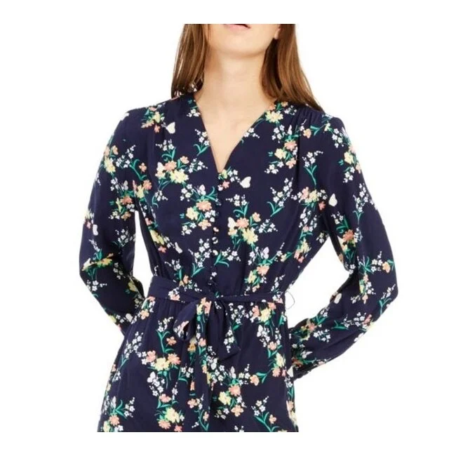 Minimal Comfort Maison Jules Womens Floral Mini Casual Dress Blue Size X-Small