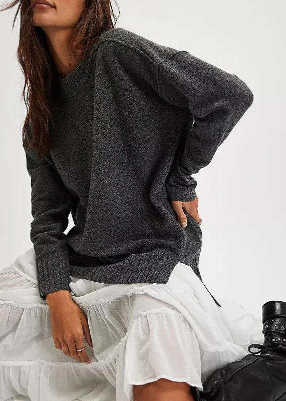 Layered Style Phoebe Pullover - Dark Heather Grey