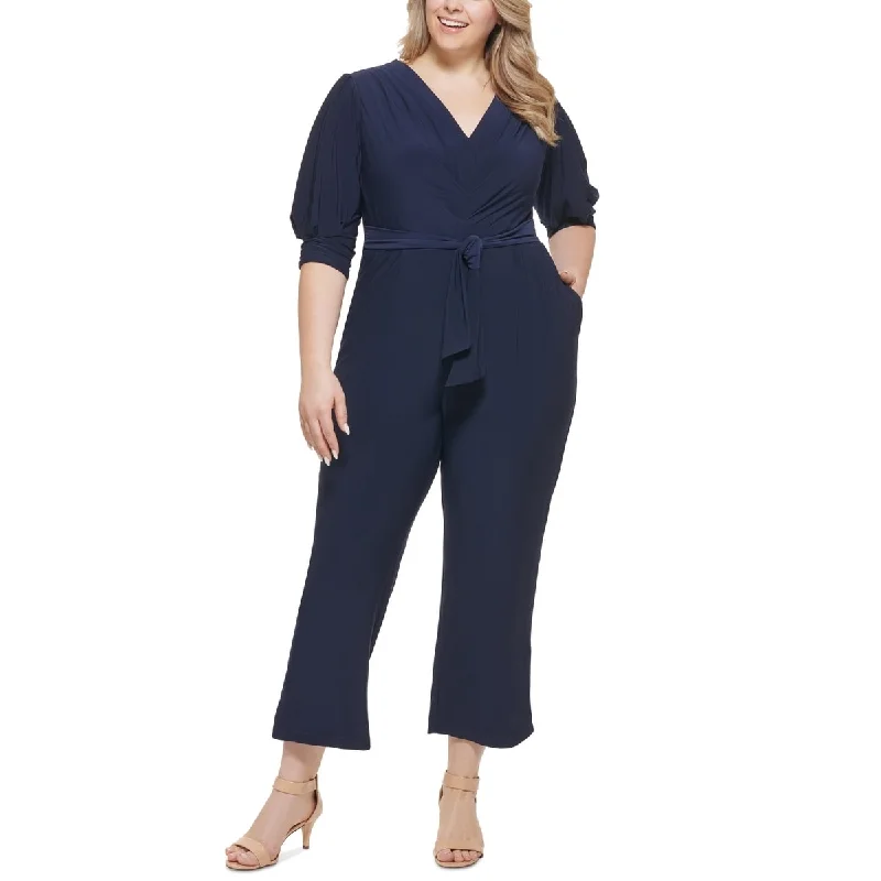 Fashionable Inner Wear Vince Camuto Women's Tie Front Jumpsuit Blue Size 20W