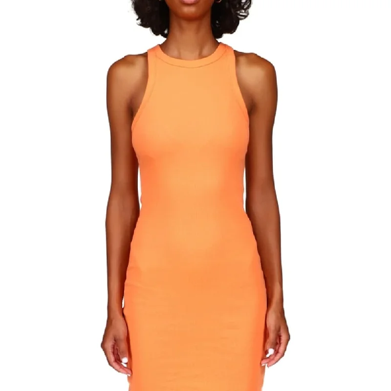 New Season Series Sanctuary Women's Ribbed Stretch Organic Cotton Body Con Midi Dress Orange Size X-Large