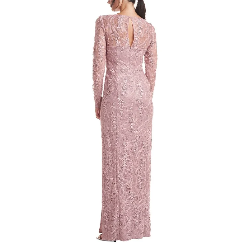 Tropical Style Js Collections Women's Giovanna Long Sleeve Column Evening Gown Pink Size 4 Tropical Style Js Collections Women's Giovanna Long Sleeve Column Evening Gown Pink Size 4