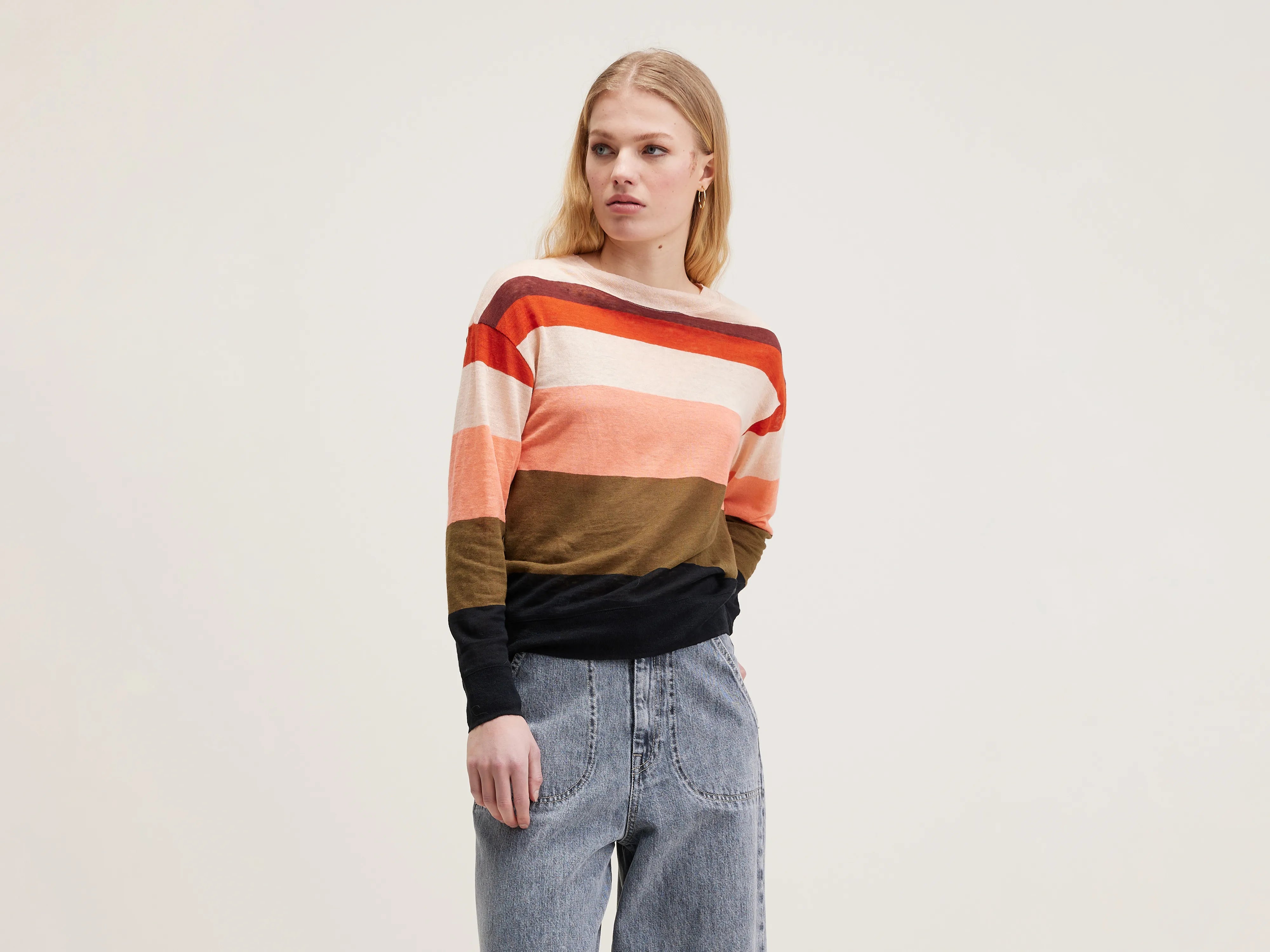 Comfortable Series Senia relaxed t-shirt (242 / W / STRIPE B)