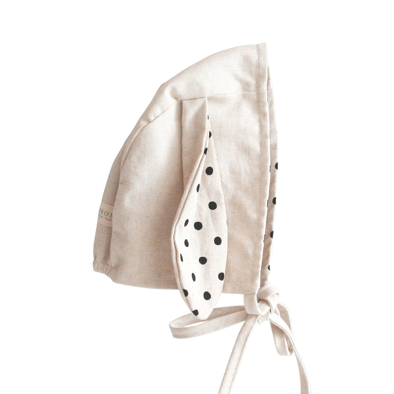 Comfortable Fashion Alimrose Bunny Bonnet in Linen/Black Spot