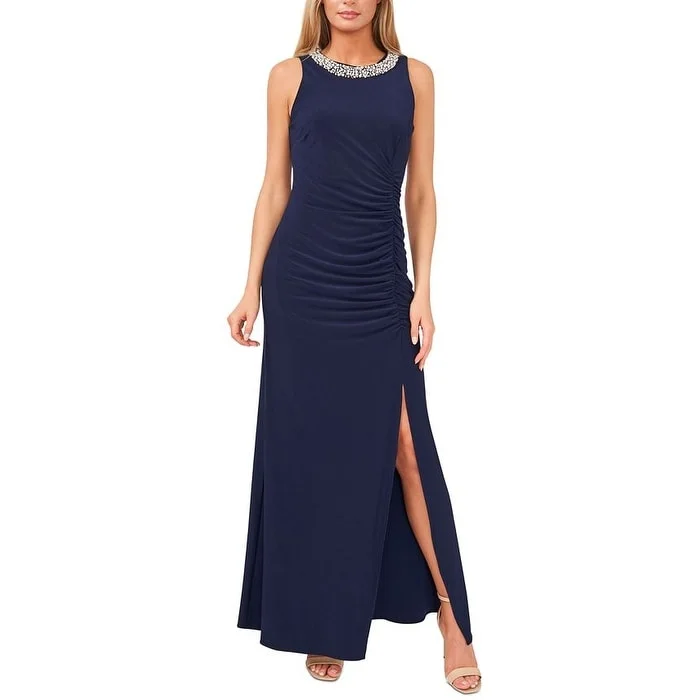 Minimal Style MSK Women's Embellished Front Slit Gown Blue Size 6