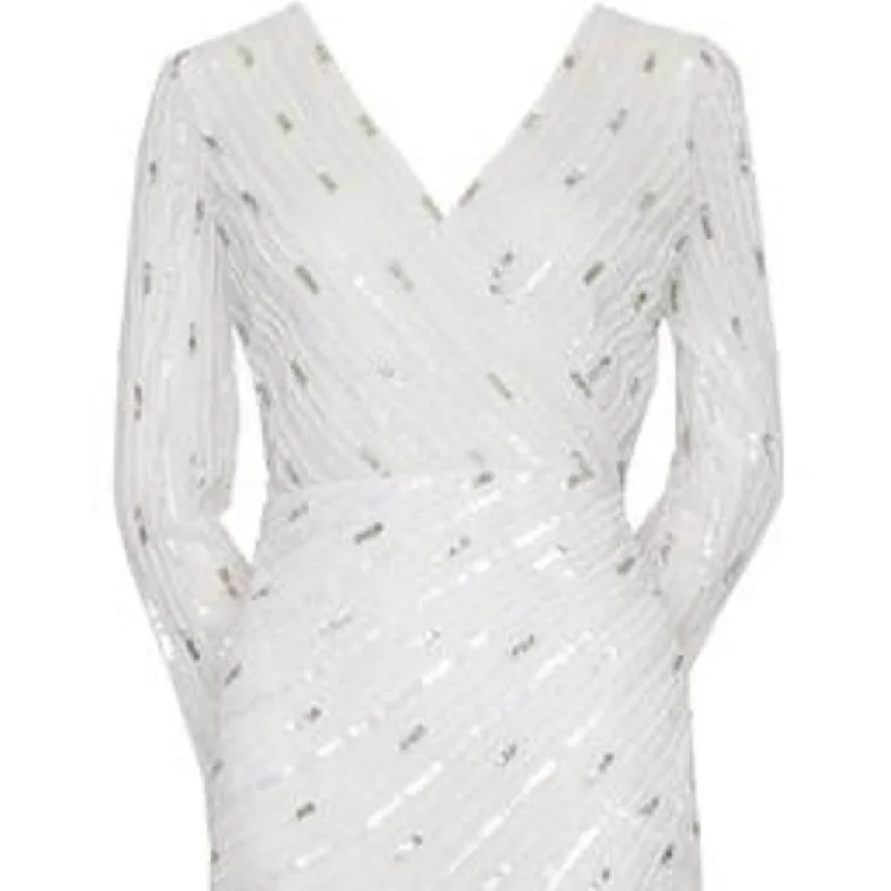 Breathable Design Adrianna Papell Women's Embellished Surplice Sheath Dress White Size 4 Breathable Design Adrianna Papell Women's Embellished Surplice Sheath Dress White Size 4