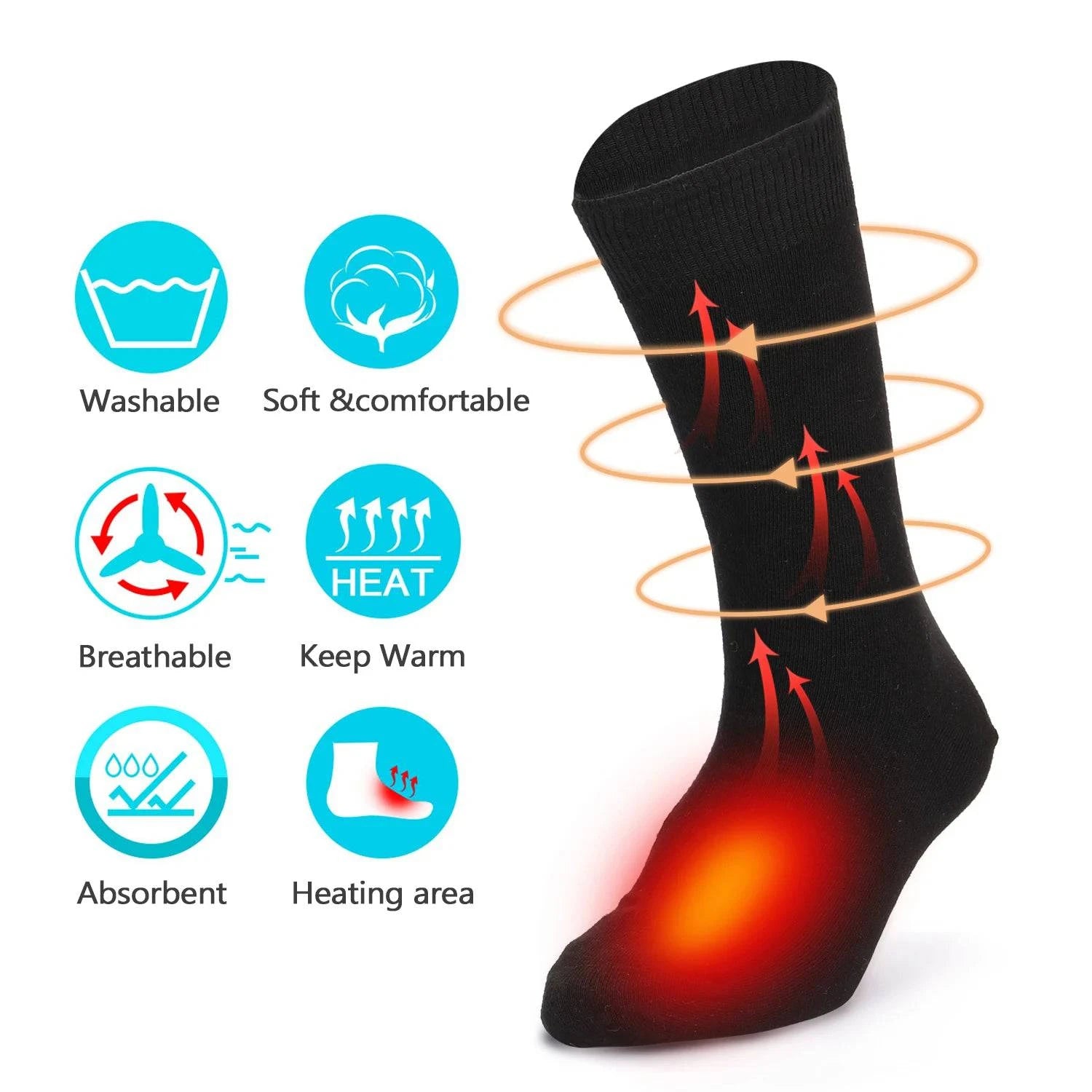 Soft Textures Electric Heated Socks Battery Powered Cold Weather Heat Socks for Men &Women Outdoor Camping Hiking Motorcycle Warm Winter Socks