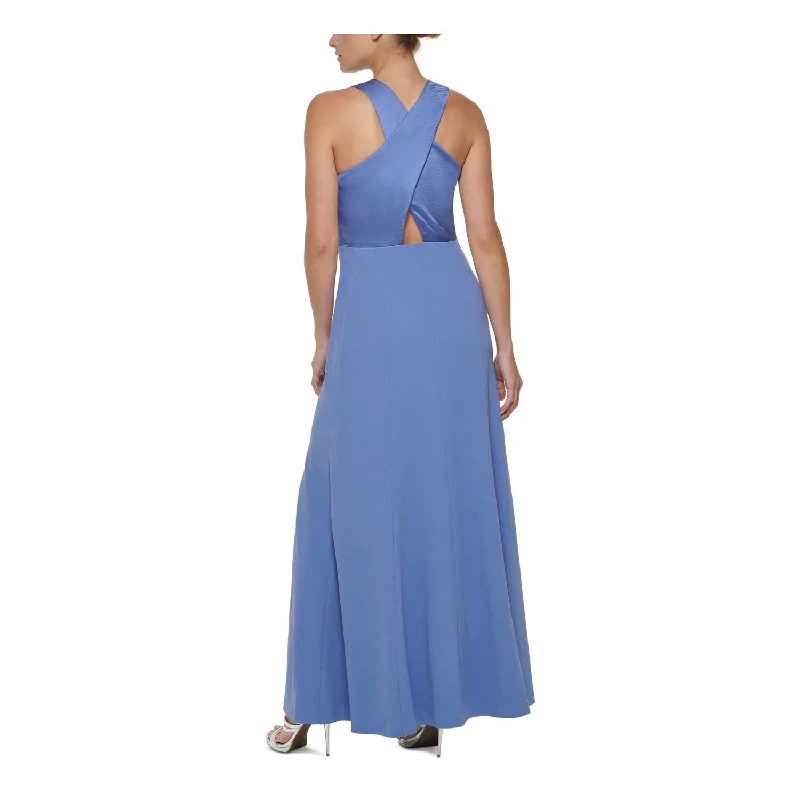 Classic Retro Dkny Women's Cross Back Gown Blue Size 2