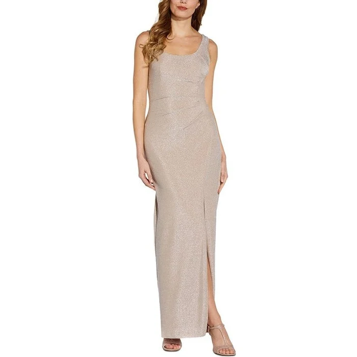 Elegant Design Adrianna Papell Women's Metallic Knit Sleeveless Gown Gray Size 4