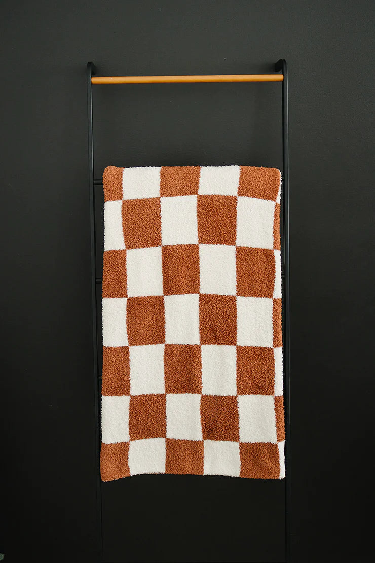 Short skirt design Rust Checkered Plush Blanket | Child/Adult
