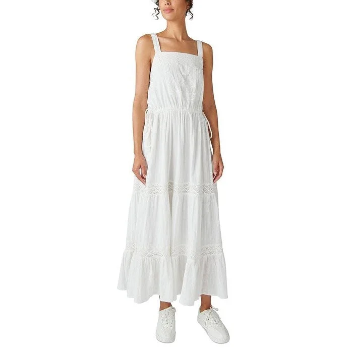 Embroidery Design Lucky Brand Women's Lace Tiered Maxi Dress White Size Medium