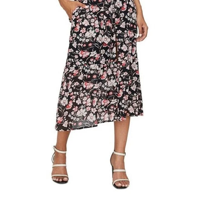 Urban Chic Sanctuary Women's Tie Waist Floral 3/4 Sleeve V Neck Midi Party Dress Black Size 2 Urban Chic Sanctuary Women's Tie Waist Floral 3/4 Sleeve V Neck Midi Party Dress Black Size 2
