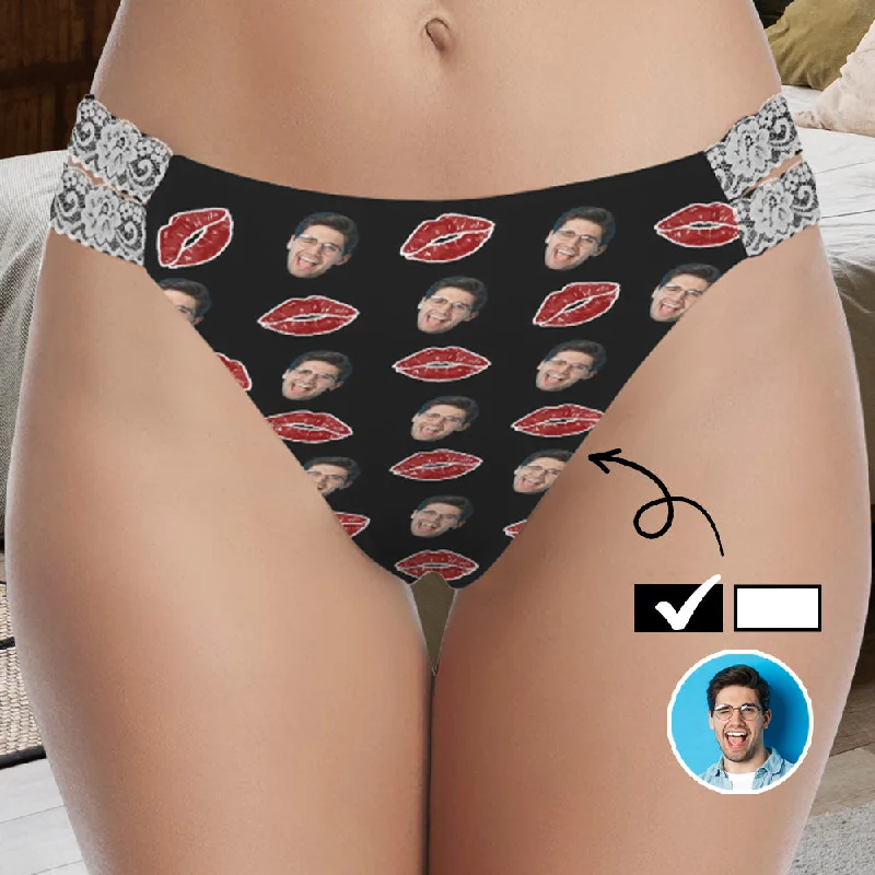 Personality Publicity Custom Face Lips Women's High Cut Lace Underwear Personalized Underwear Panties for Women