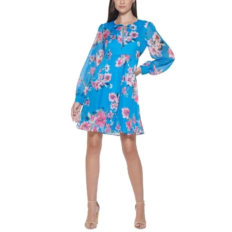 Fashion Selection Kensie Women's Floral Printed Shift Dress Blue Size 4