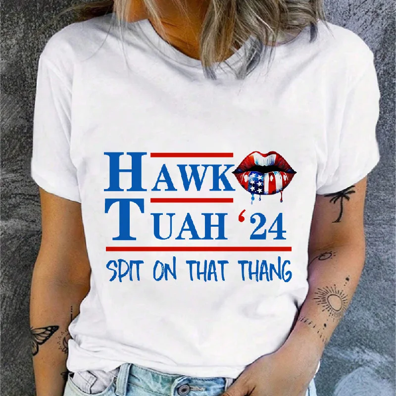 Short Design Hawk Tuah 2024 Spit On That Thang Cotton T-Shirt