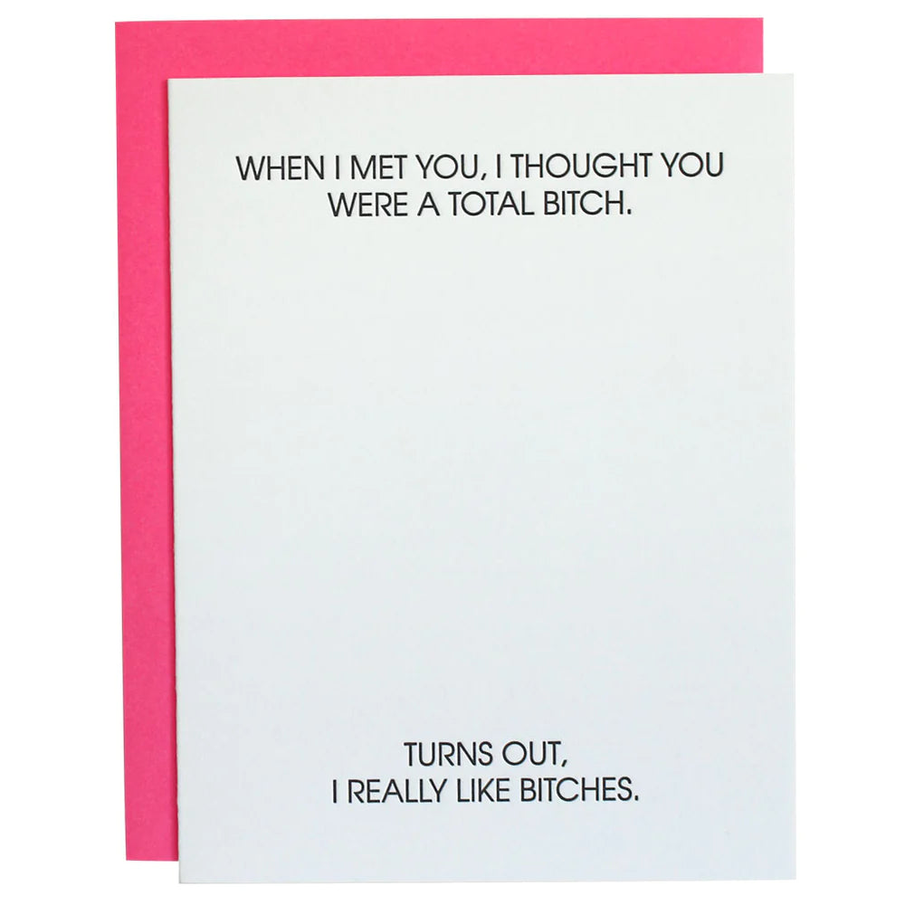 Retro Style Total Bitch Letterpress Card