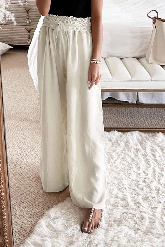 Economic Outlook Azura Exchange Smocked High Waist Wide Leg Pants - XL