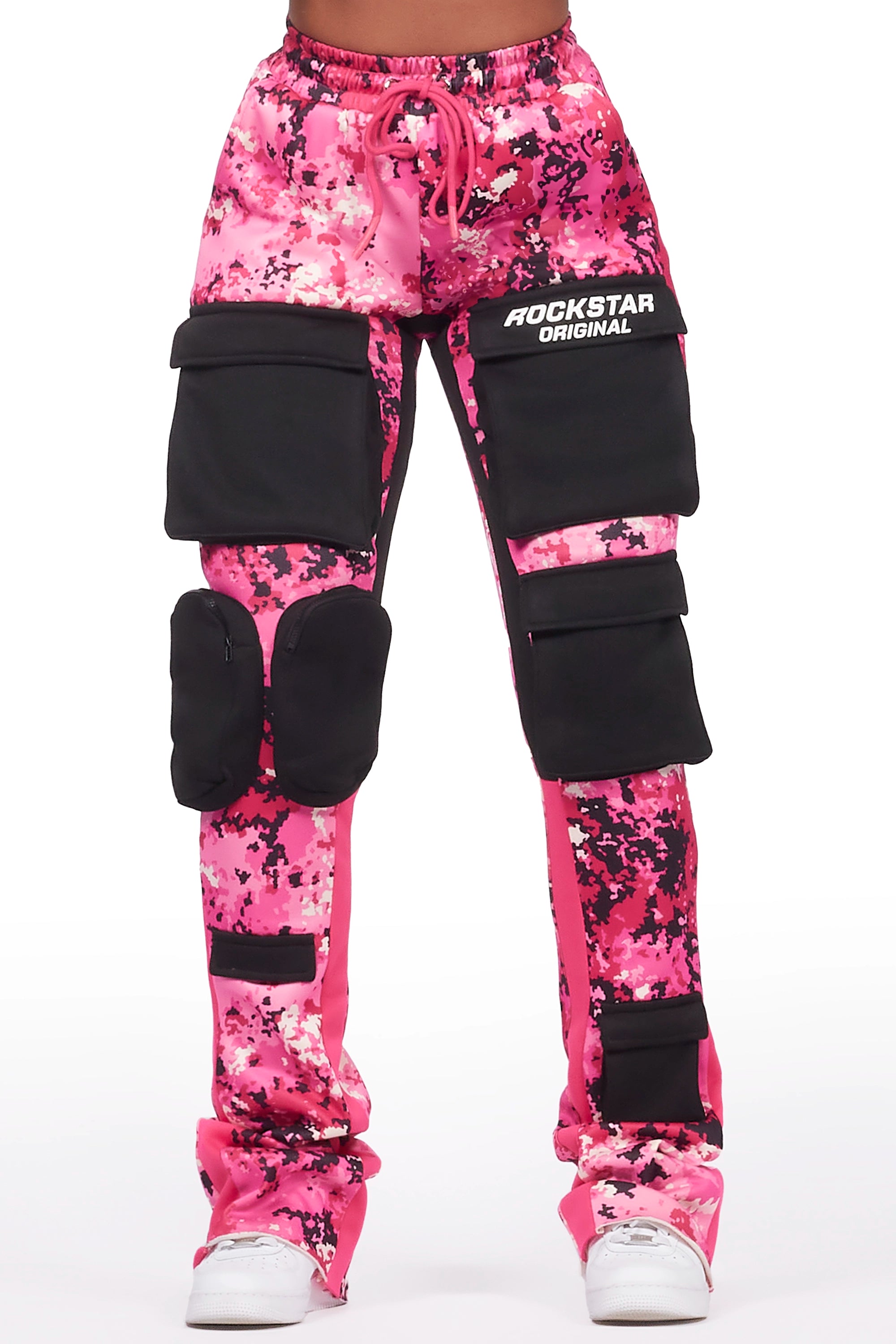 Youthful Norika Pink Digital Camo Stacked Track Pant