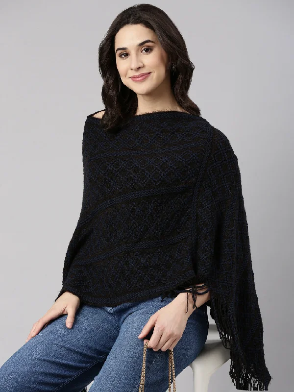Youthful Vitality Women Solid Olive Poncho
