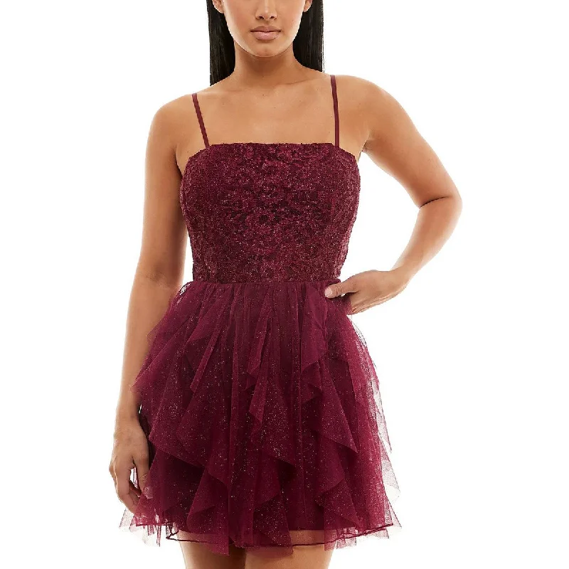 Leisure Travel Speechless Womens Juniors Lace Mesh Cocktail and Party Dress