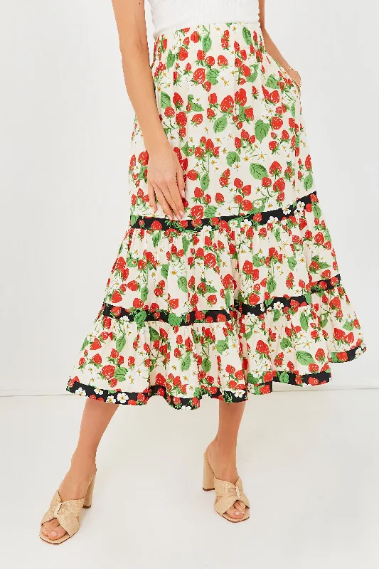 Black And White Style Wild Strawberry Combo Chase Skirt