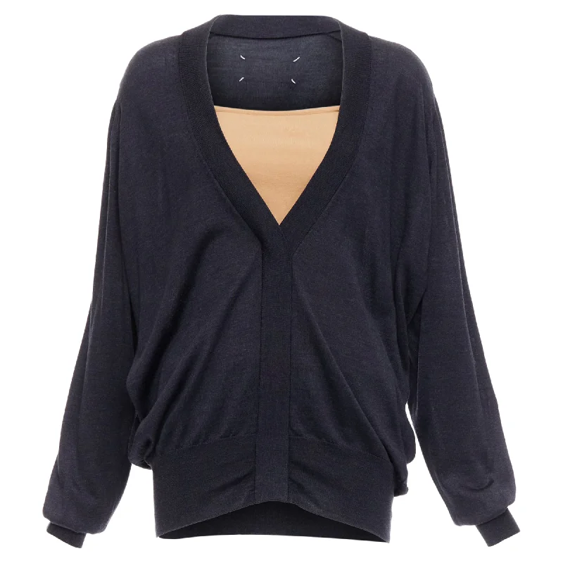 High-end Fashion Maison Margiela Silk Blend Layered Deconstructed Sweater