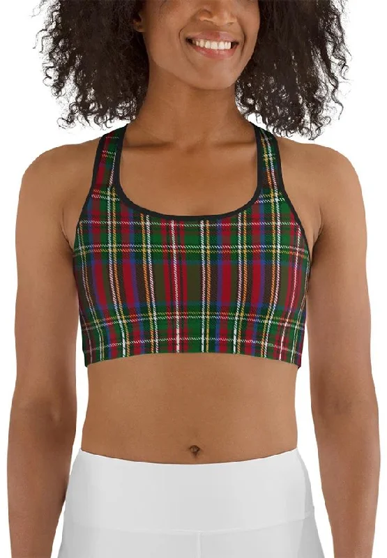 Lively And Youthful Tartan Christmas Sports Bra