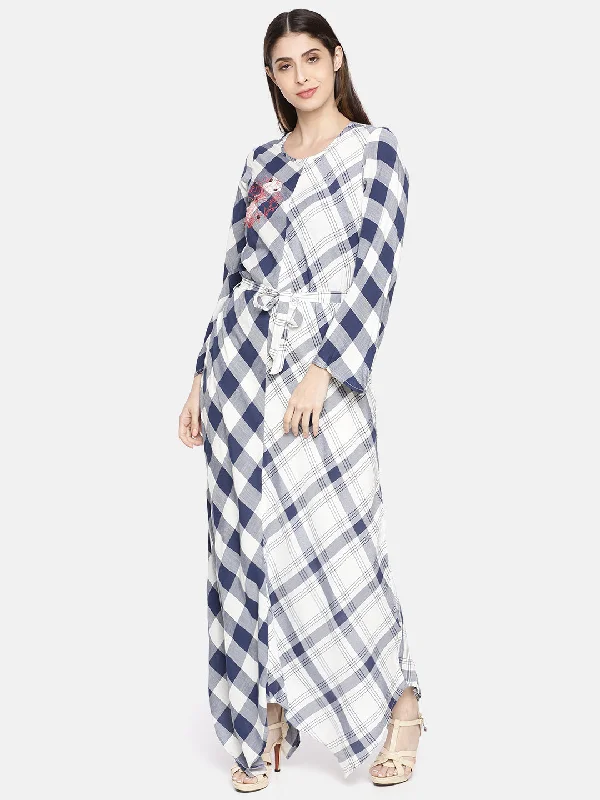 Classic Choice Neeru's Blue Check A Line Kurta