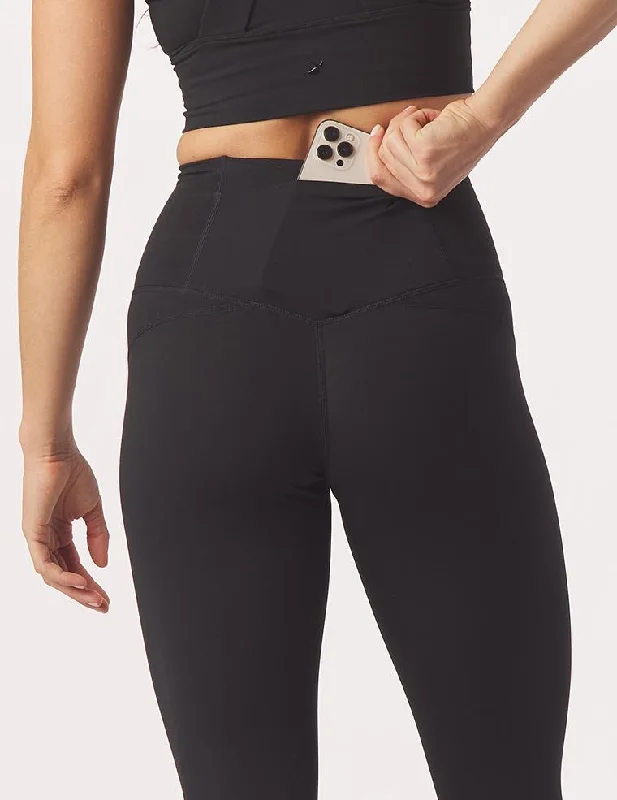 Age-reducing Style High Waist Pure Pocket Legging: Black