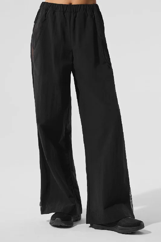 Personalized Design High-Waist Origin Wide Leg Track Pant - Black