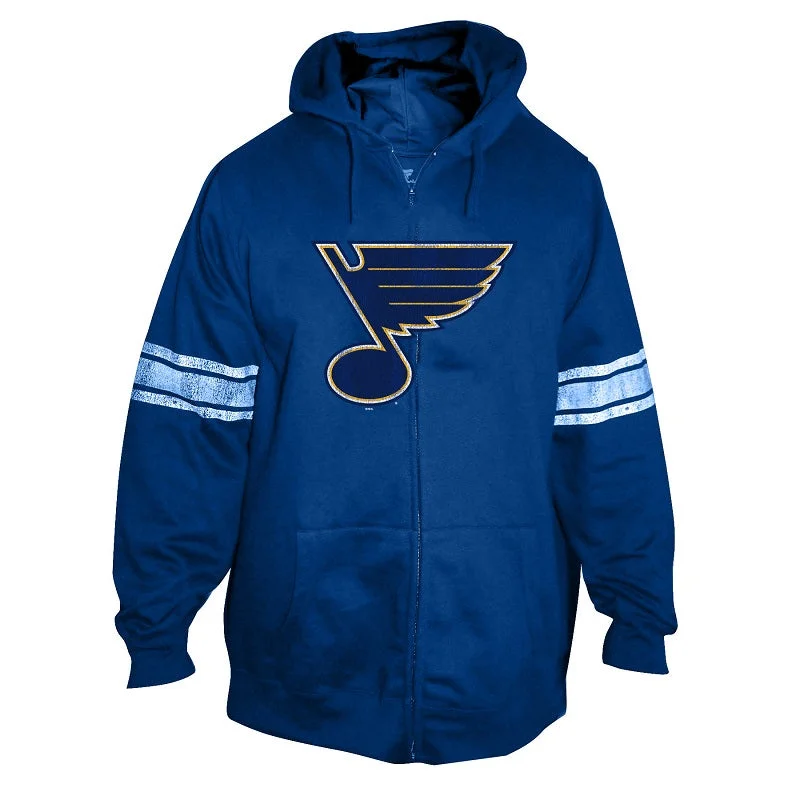 Hip-hop Style ST. LOUIS BLUES LADIES STRIPED FULL-ZIP HOODIE - ROYAL