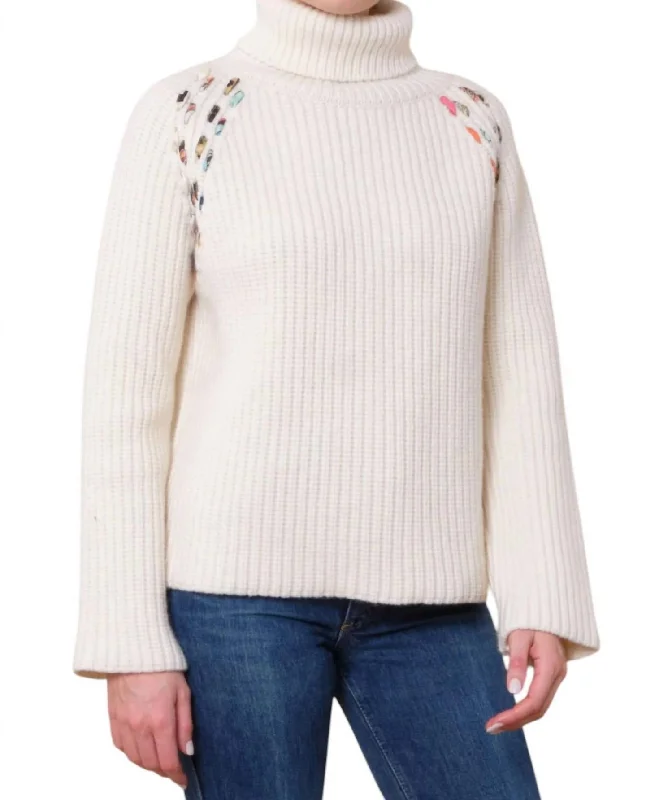 Printed pattern Hemingway Turtleneck Sweater In Panna