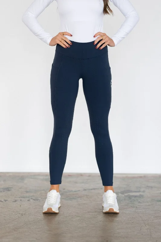Relaxed Fit Navy Midweight Winter Leggings | Full Seat