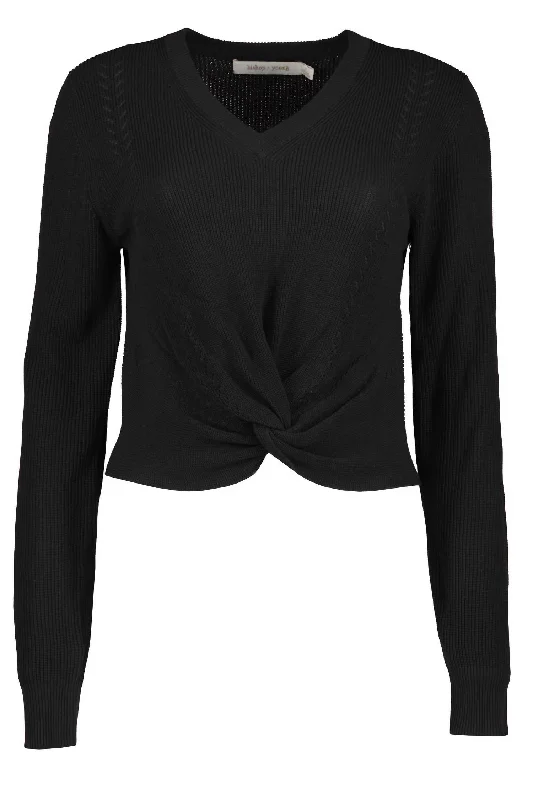 Versatile Comfort Women Mateo Twist Front Sweater In Black