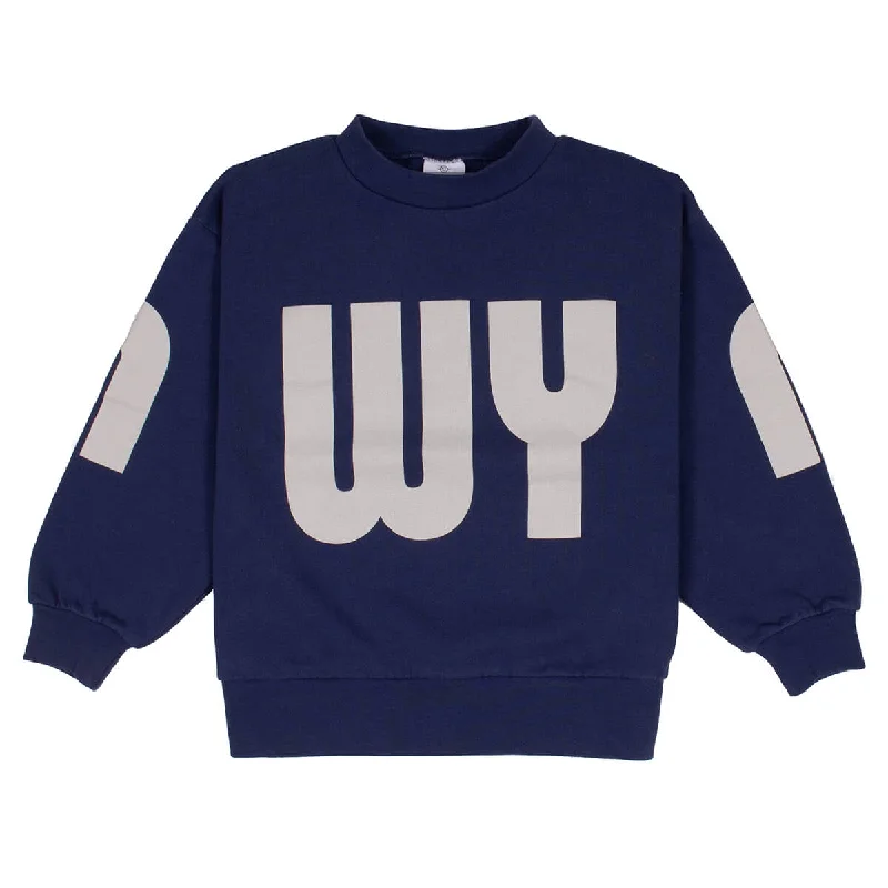 Slightly Flared Design Scale Sweat in Rich Navy by Wynken