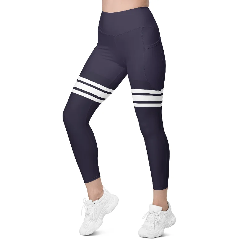 British Style ELEVATED ESSENTIALS, THE PERFECT SIDE POCKET LEGGING THIGH HIGH SLATE BLUE